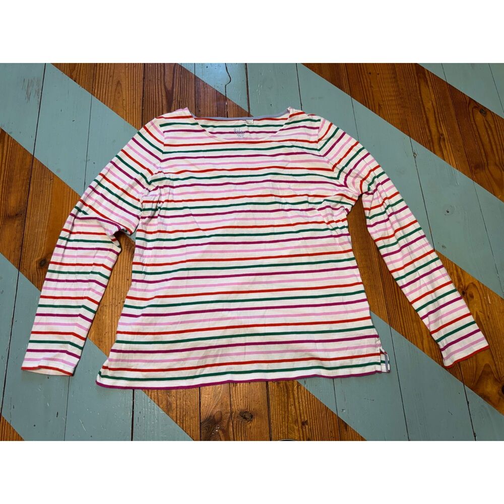 Boden Colorful Striped Long Sleeve Jewel Tee Top US 16/18 UK 20 - Picture 2 of 6